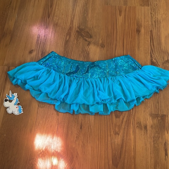 Iheartraves Blue Micro Hologram Skirt Small - Picture 2 of 6